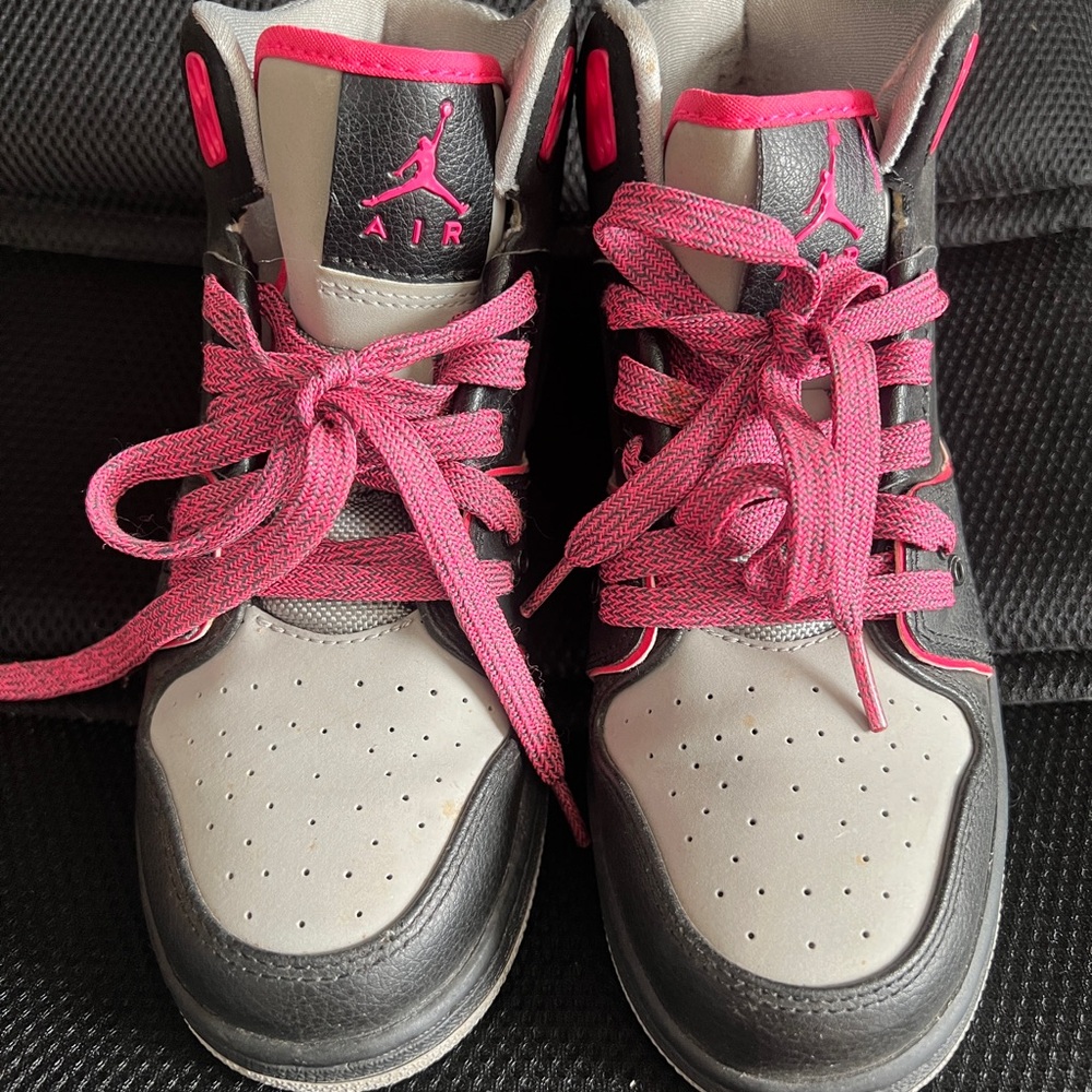 Air Jordan High-Top Sneakers - Gray and Pink